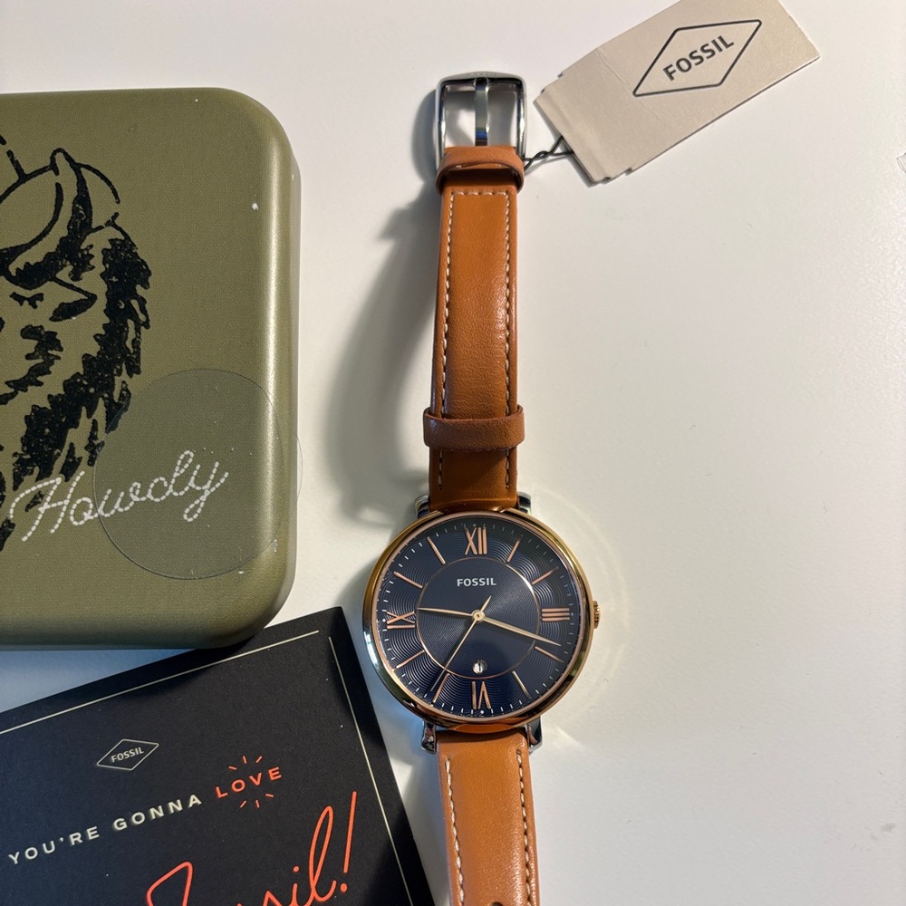 Fossil Jacqueline watch woman’s with stainless steel and leather band